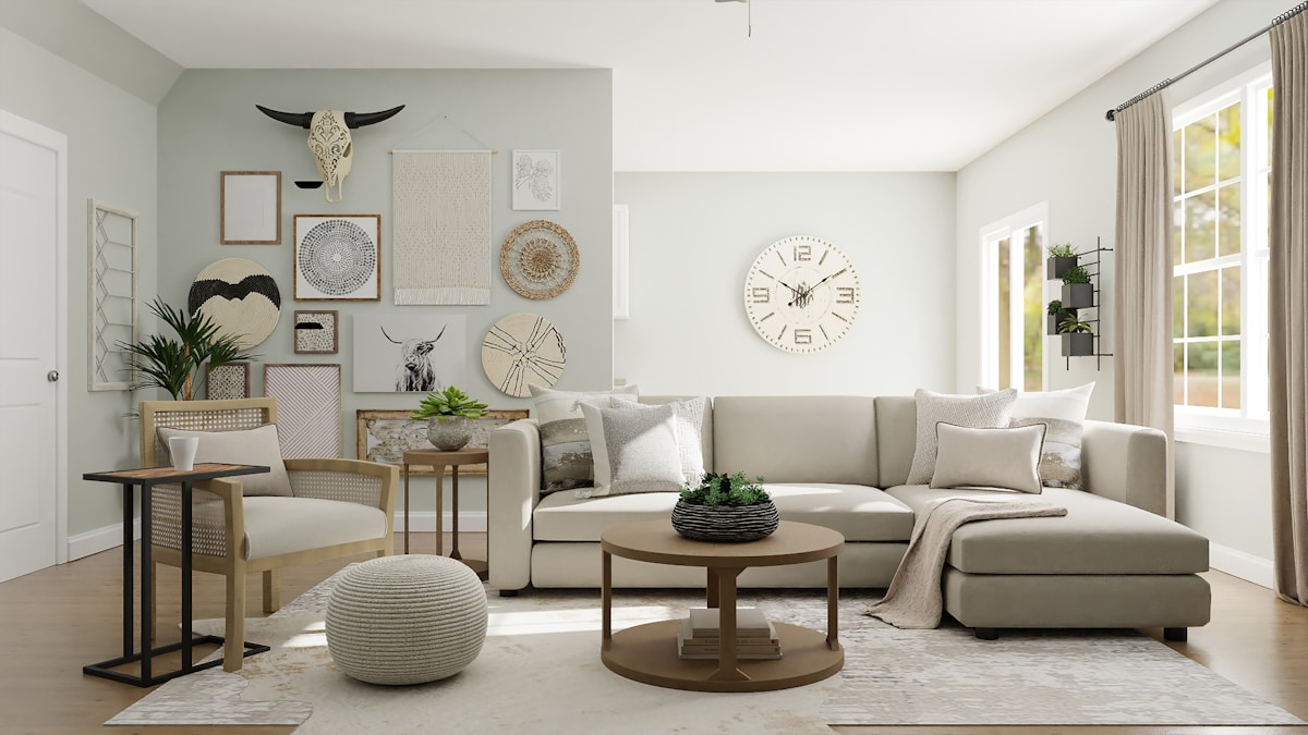 Refined room with patterned wallcovering